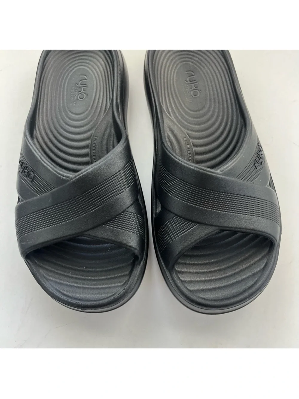 Ryka Cross-Band Recovery Slide Sandals 8-8.5